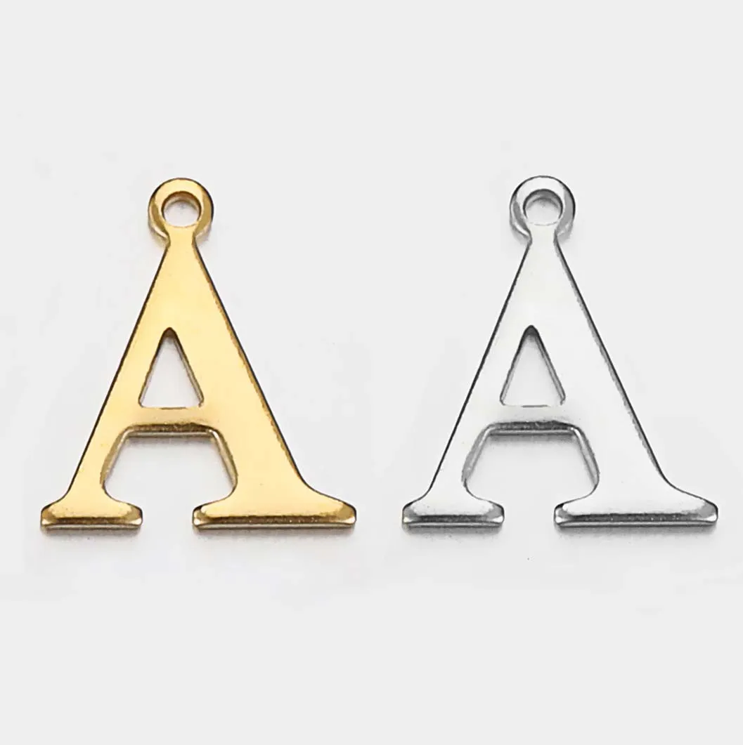 JBextension Golden Silver Color Stainless Necklace Steel English Letter Pendant Uppercase Single Hole Diy Necklace Apparel Pendant 1 Pcs