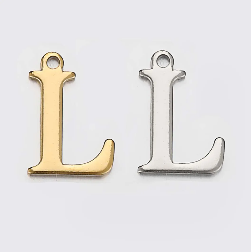 JBextension Golden Silver Color Stainless Necklace Steel English Letter Pendant Uppercase Single Hole Diy Necklace Apparel Pendant 1 Pcs