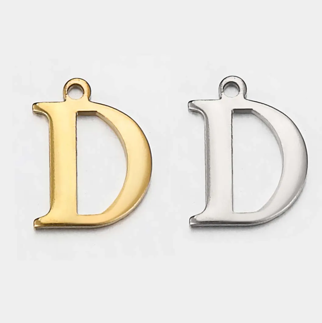 JBextension Golden Silver Color Stainless Necklace Steel English Letter Pendant Uppercase Single Hole Diy Necklace Apparel Pendant 1 Pcs