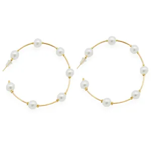 Joker & Witch Chic Pearls Gold Hoop Earrings for Women