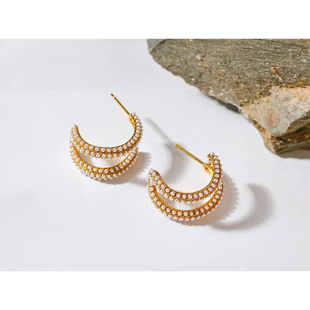 Lavinia Double Hoop Earrings - 18K Gold Coated