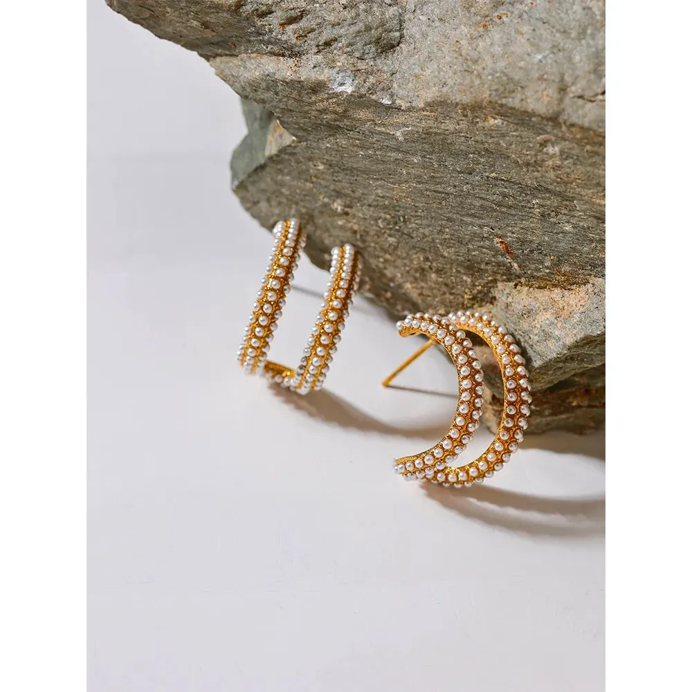 Lavinia Double Hoop Earrings - 18K Gold Coated