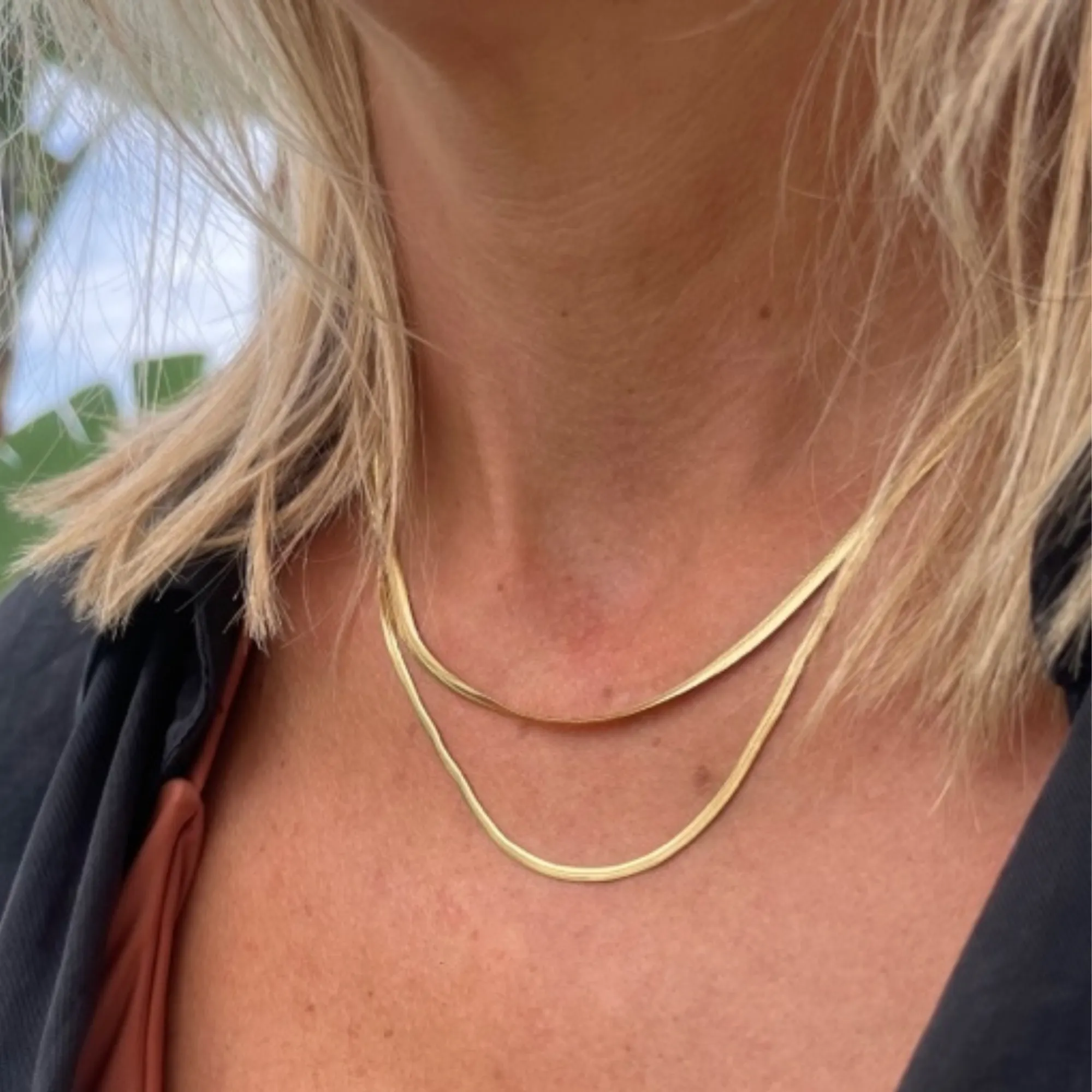 Layering Set - Gold Mini Snake and Snake Chain Necklace Set