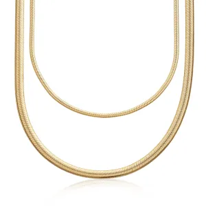 Layering Set - Gold Mini Snake and Snake Chain Necklace Set