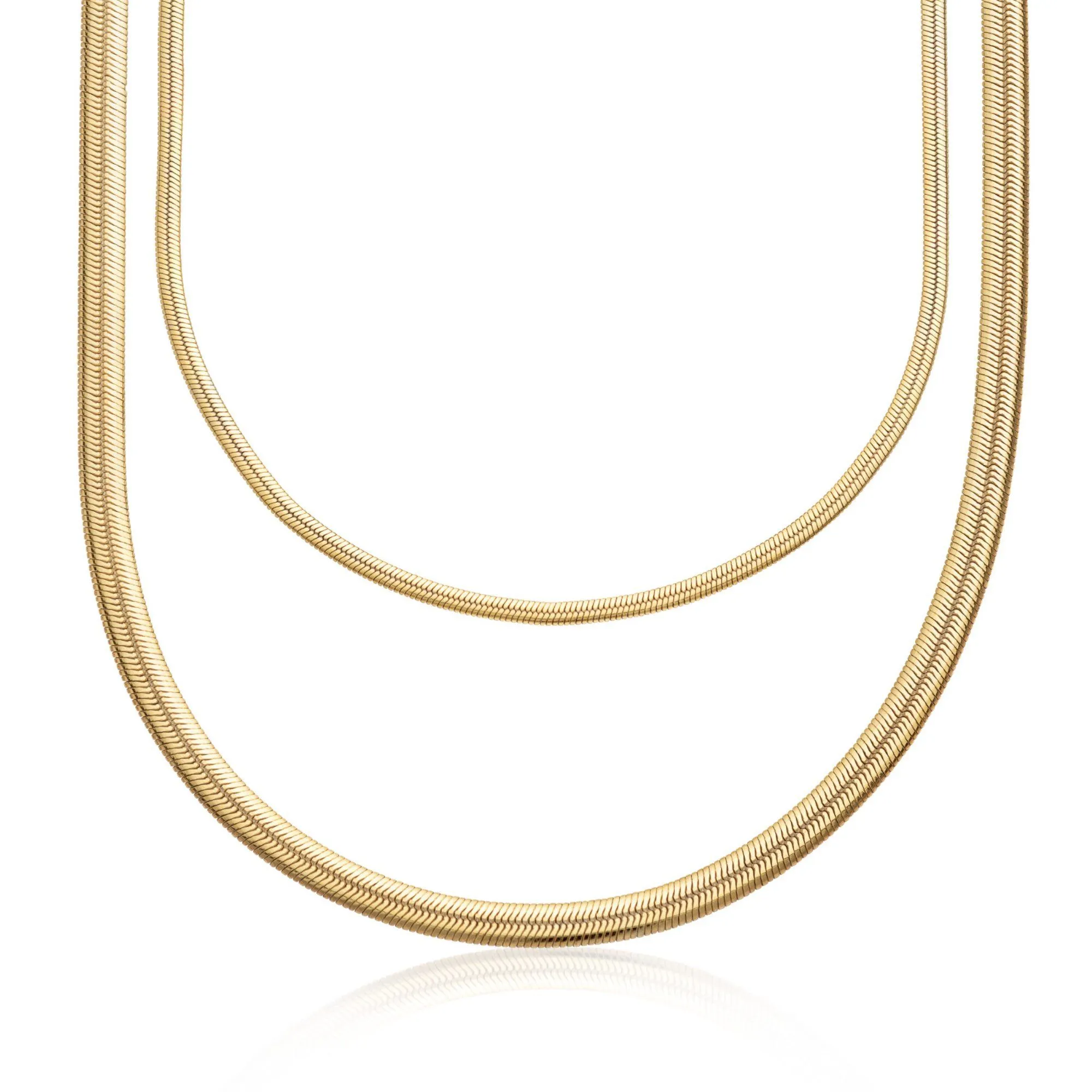 Layering Set - Gold Mini Snake and Snake Chain Necklace Set
