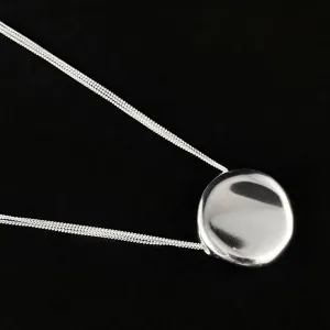 Light Catching Abstract Round Pendant on Multi Strand Silver Chain Necklace - Handmade, Nickel Free - Ulla