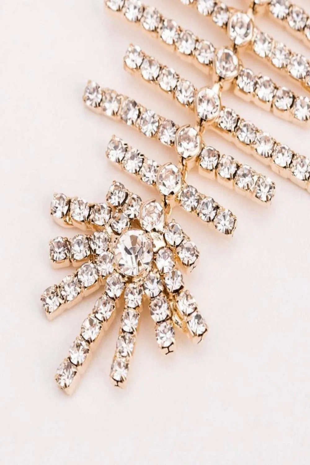 Long Bone Rhinestone Statement Drop Earrings