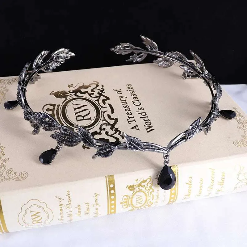 Lord of the Rings Elvish Style Waterdrop Crystal Rhinestone Pendant Leaf Tiara