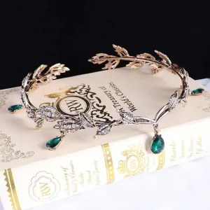 Lord of the Rings Elvish Style Waterdrop Crystal Rhinestone Pendant Leaf Tiara
