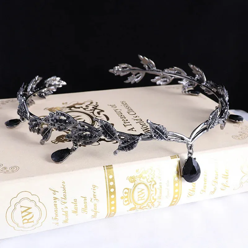Lord of the Rings Elvish Style Waterdrop Crystal Rhinestone Pendant Leaf Tiara