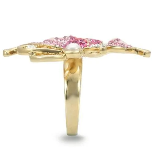 LOVCIA Gold-Plated Brass Ring with Multicolor Premium Crystal