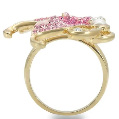 LOVCIA Gold-Plated Brass Ring with Multicolor Premium Crystal