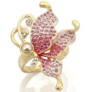 LOVCIA Gold-Plated Brass Ring with Multicolor Premium Crystal