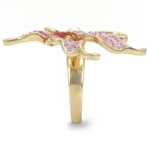 LOVCIA Gold-Plated Brass Ring with Multicolor Premium Crystal