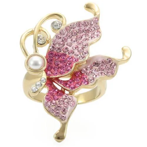 LOVCIA Gold-Plated Brass Ring with Multicolor Premium Crystal