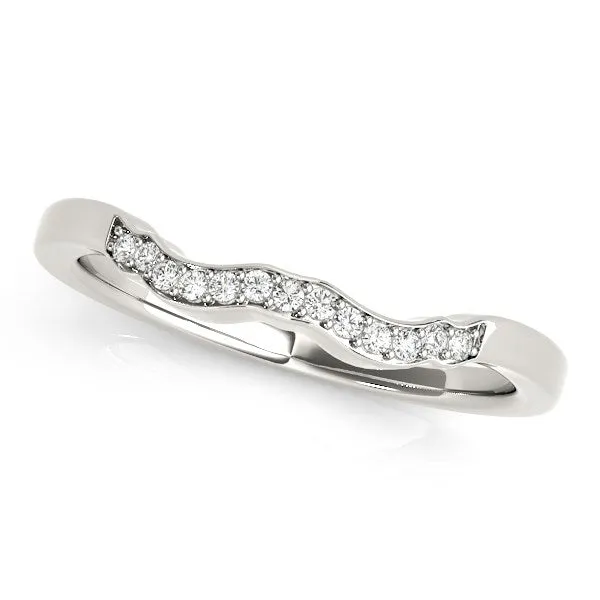 LOVCIA Luxury 14k White Gold Wave Design Diamond Wedding Band (1/15 cttw)