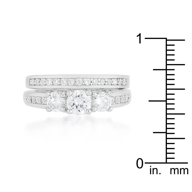 LOVCIA Timeless Three Stone Bridal Ring Set