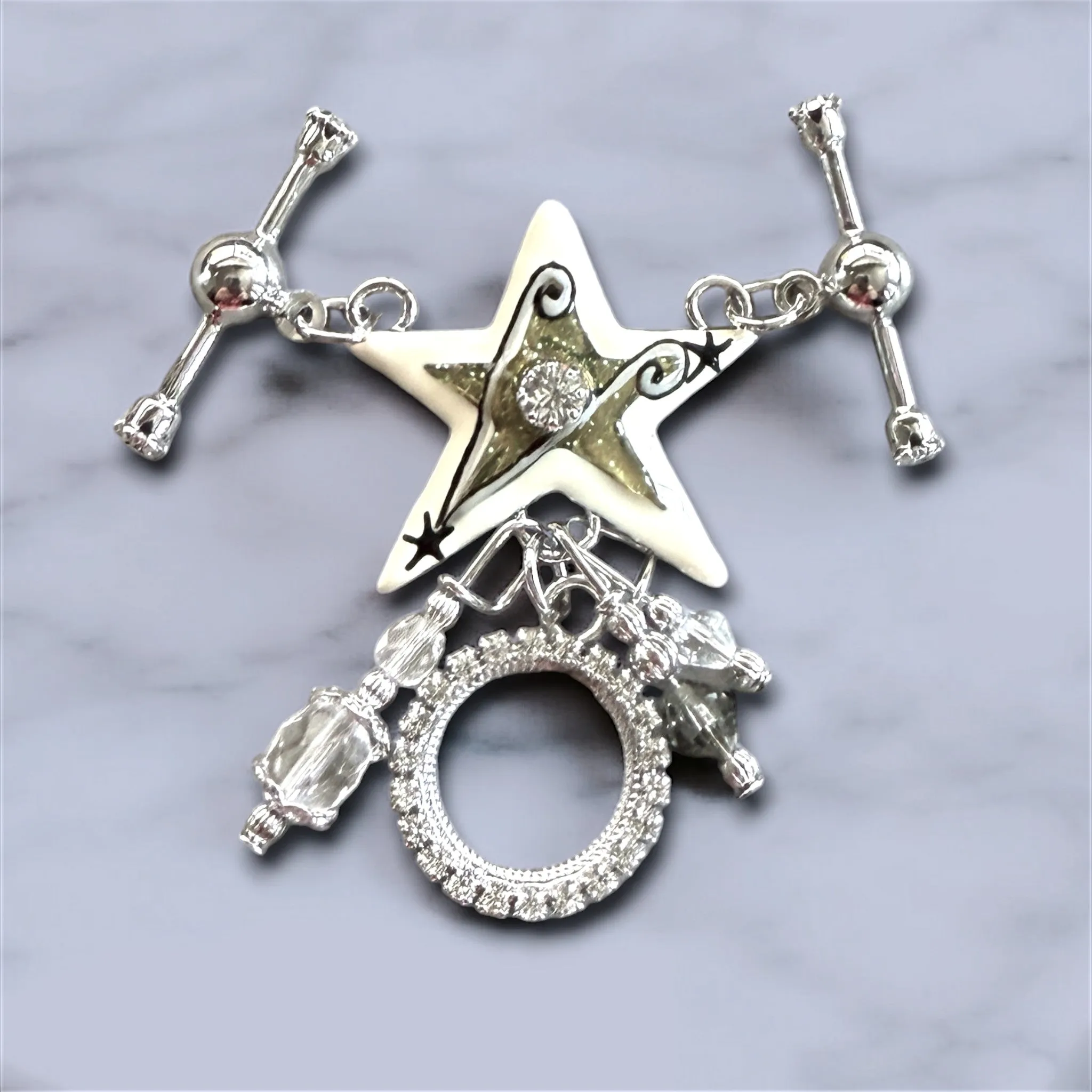 Lunch at The Ritz Star Twilight Toggle Link – Rhodium-Plated Crystal Charm