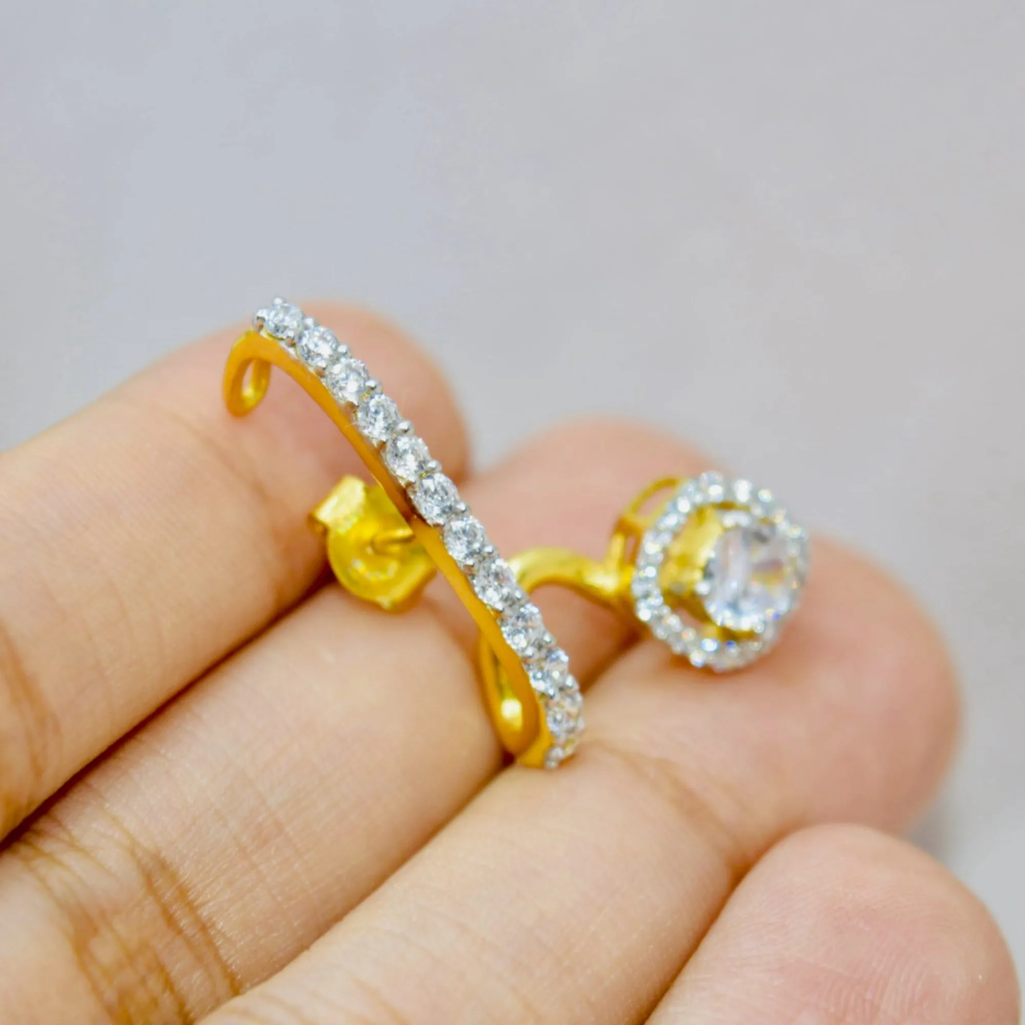 Luxe Solitaire Cuff Earrings
