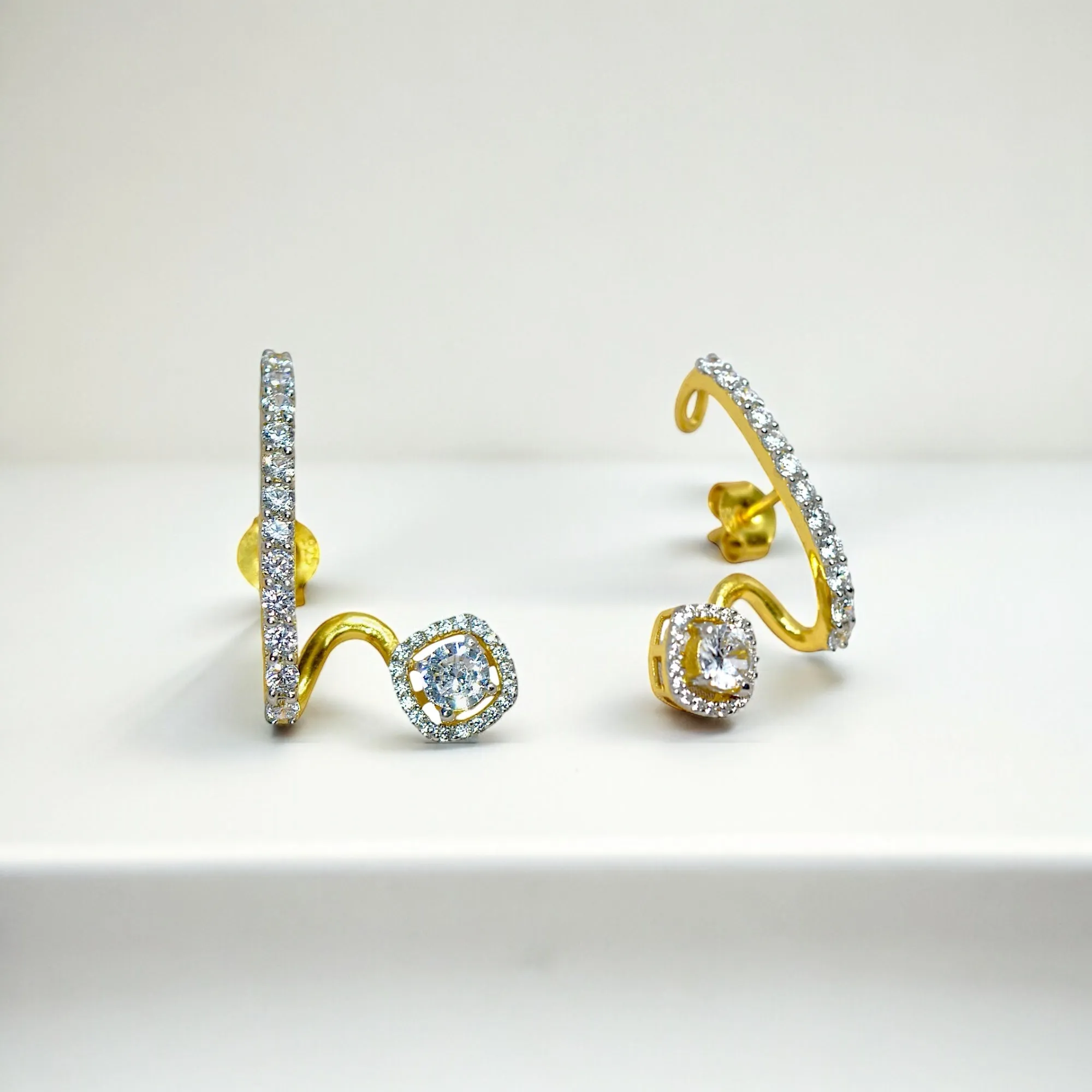 Luxe Solitaire Cuff Earrings