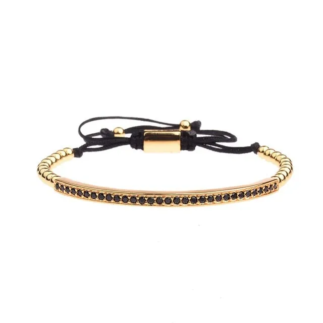Luxury CZ Black ZirconCopper Beads Macrame Men Bracelets
