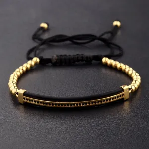 Luxury CZ Black ZirconCopper Beads Macrame Men Bracelets