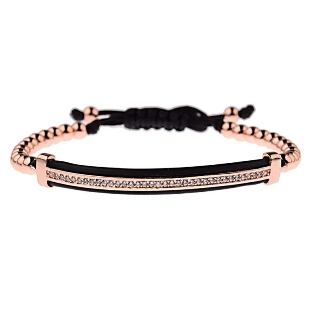 Luxury CZ Black ZirconCopper Beads Macrame Men Bracelets