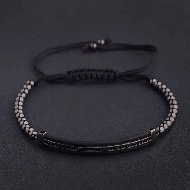 Luxury CZ Black ZirconCopper Beads Macrame Men Bracelets