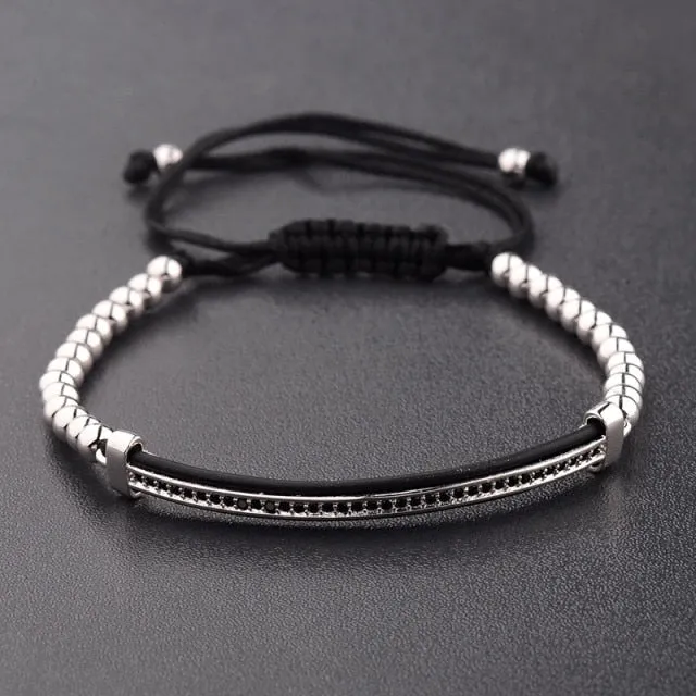 Luxury CZ Black ZirconCopper Beads Macrame Men Bracelets