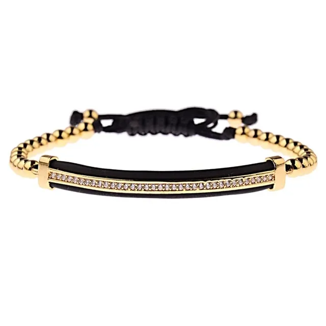 Luxury CZ Black ZirconCopper Beads Macrame Men Bracelets
