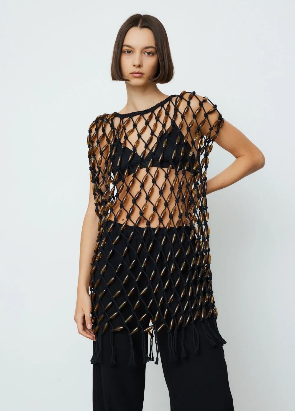 Macrame Bead Mini Dress