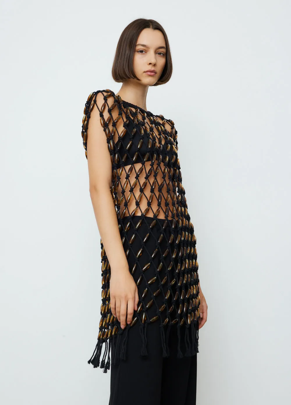 Macrame Bead Mini Dress