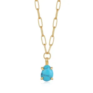 Making Waves - Turquoise Chunky Chain Drop Pendant Necklace