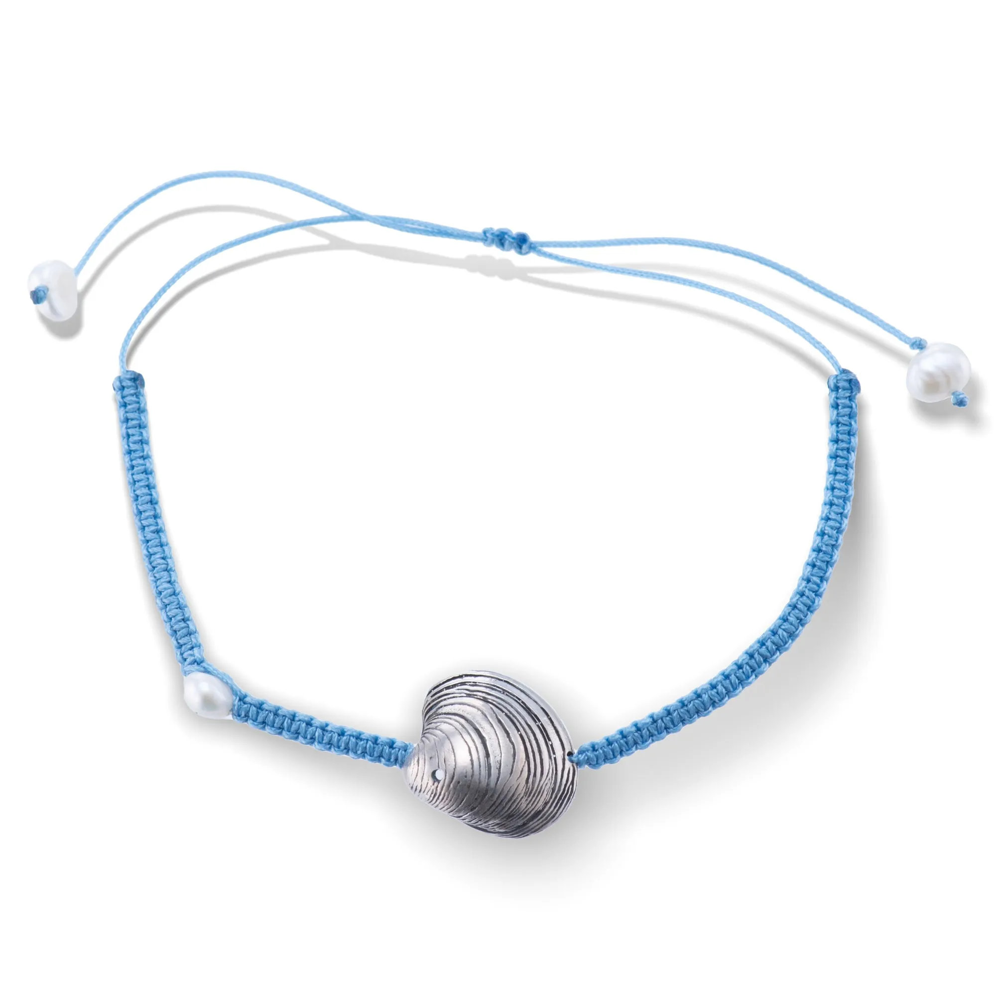 Master clam - macrame bracelet - silver 925 - black oxidation