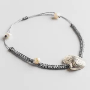 Master clam - macrame bracelet - silver 925 - grey