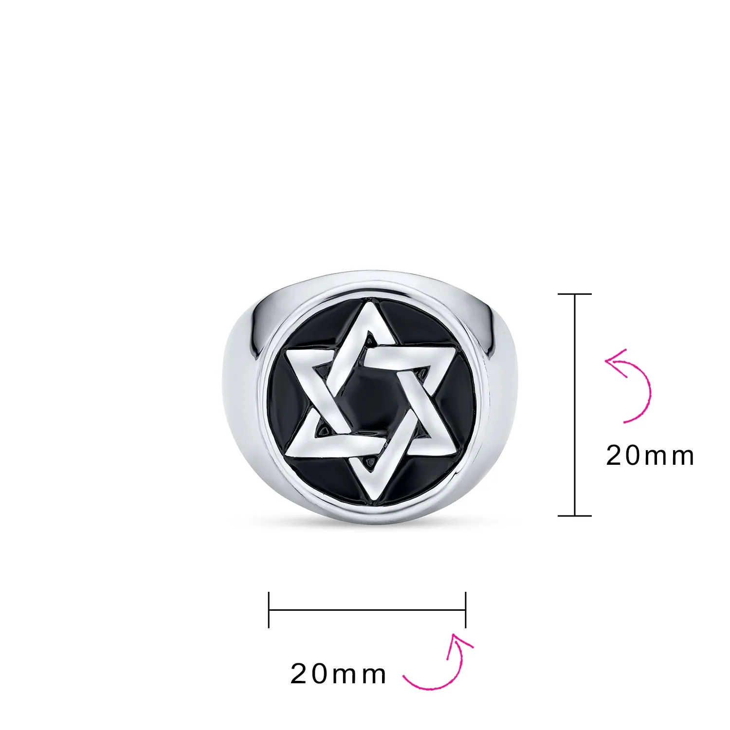 Mens Stainless Steel Magen Judaic Star of David Signet Ring and Pendant Set