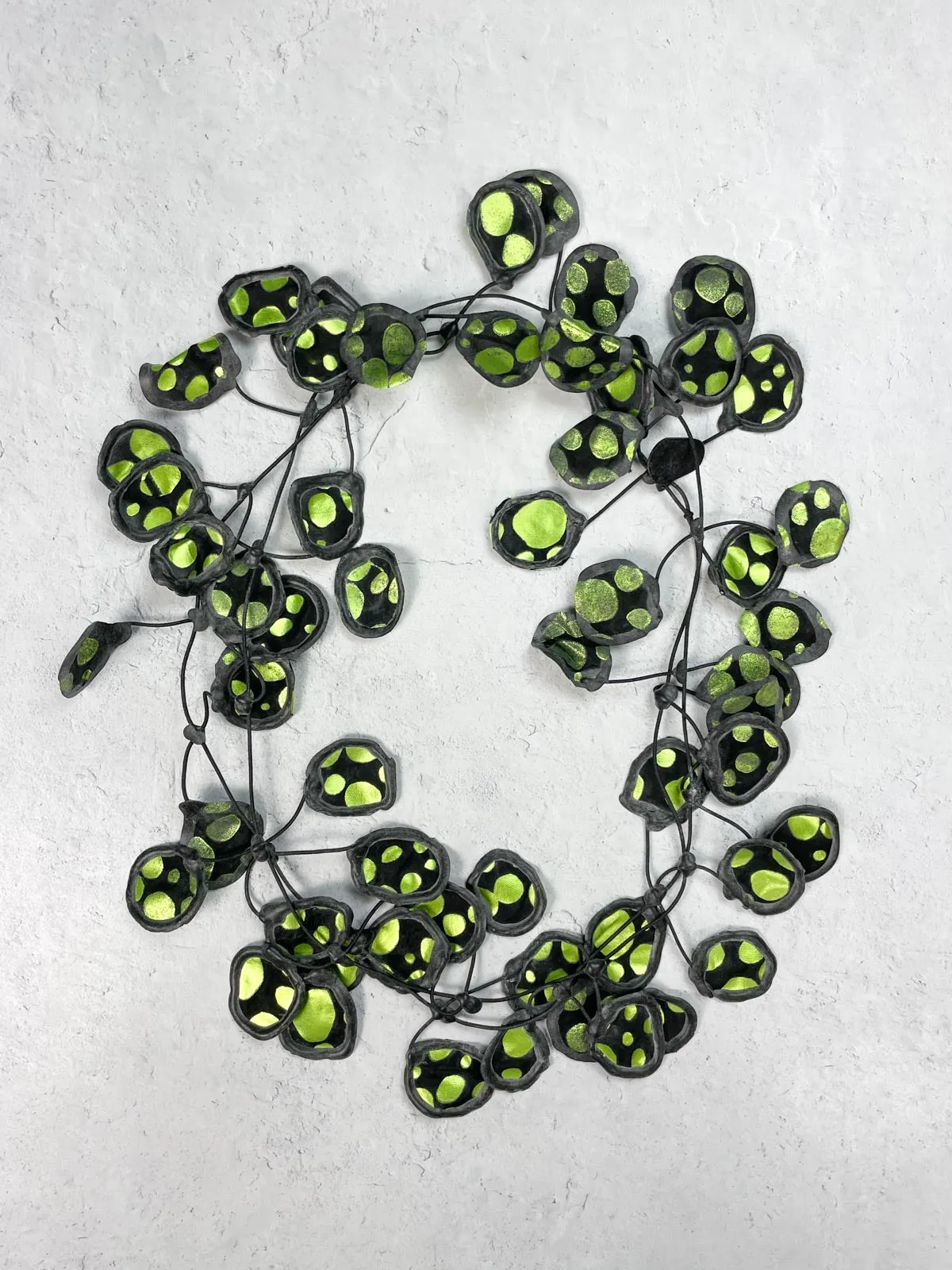 Metallic Polka Dot Necklace, Lime