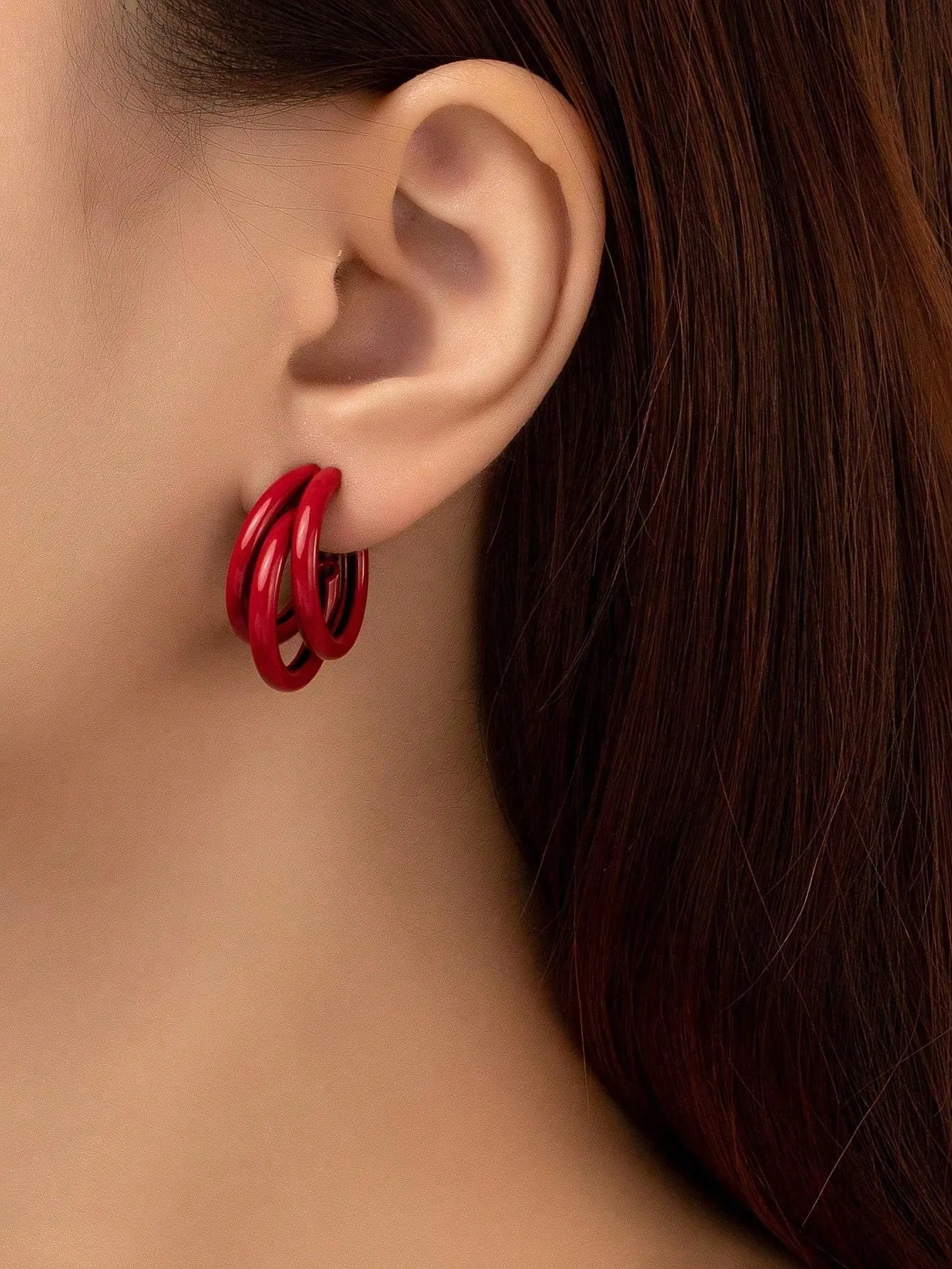MINI VIVIAN TRIPLE HOOPS IN RED