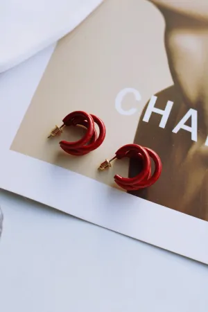 MINI VIVIAN TRIPLE HOOPS IN RED