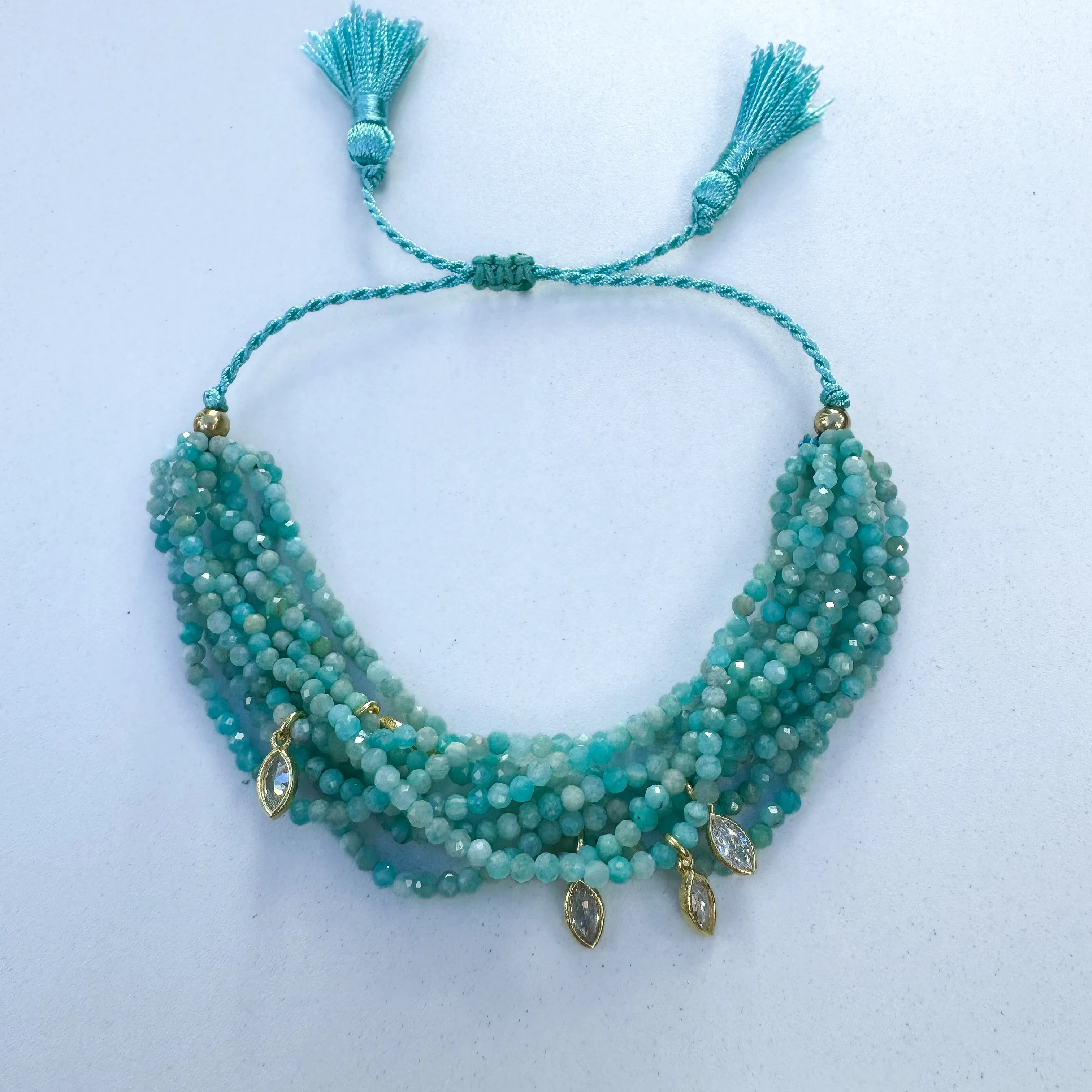 Multi-wrap amazonite beaded bracelet