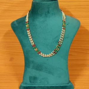 Multicolour Polki 3 Line Necklace