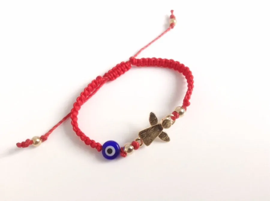 Newborn protection bracelet guardian angel charm - Mal de ojo bracelet - Red String baby bracelet