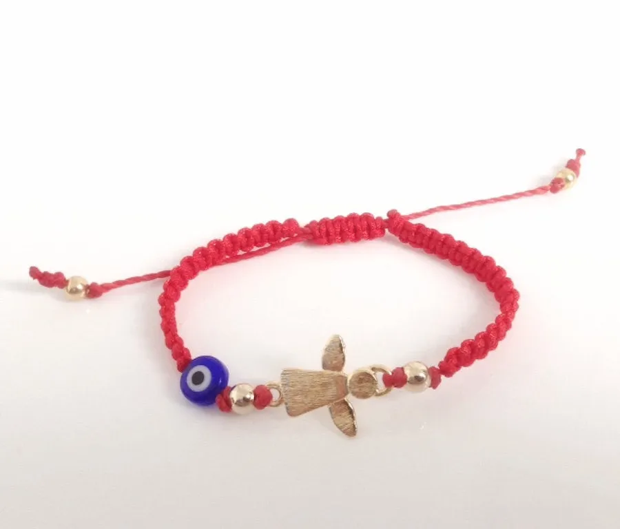 Newborn protection bracelet guardian angel charm - Mal de ojo bracelet - Red String baby bracelet