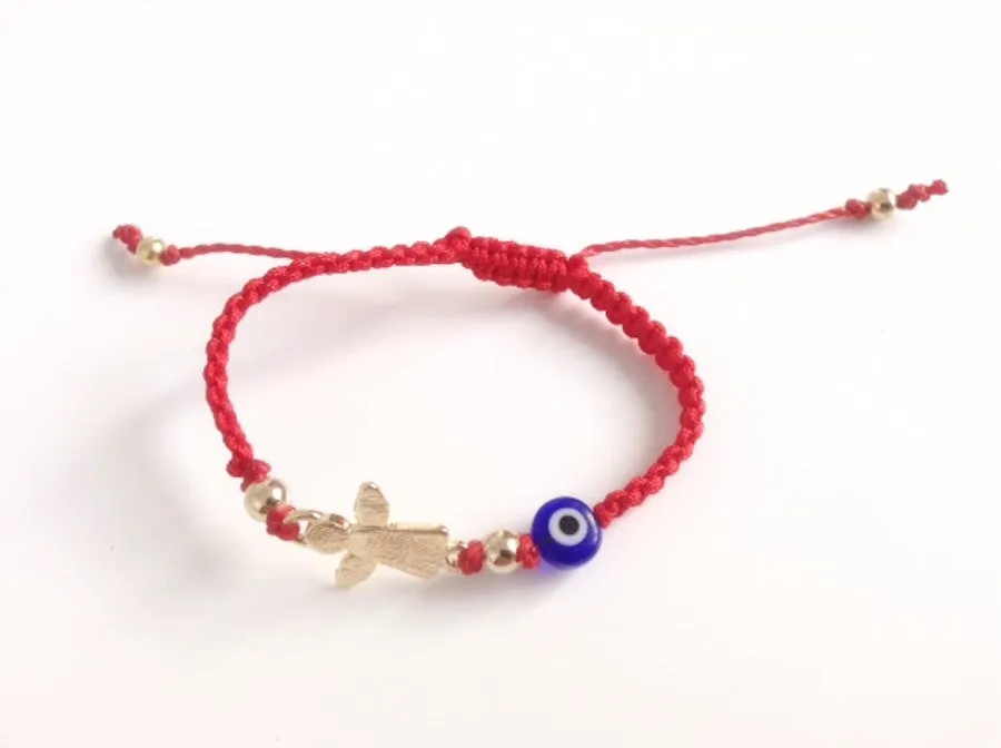 Newborn protection bracelet guardian angel charm - Mal de ojo bracelet - Red String baby bracelet