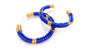 Nubian Classic Blue Beaded Hoops