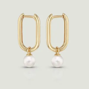 Oblong Pearl Hoop