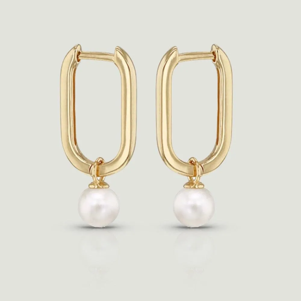 Oblong Pearl Hoop