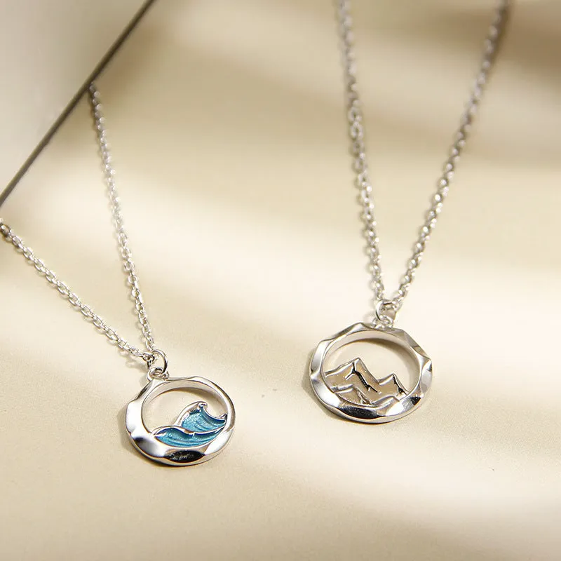Ocean Mountain Necklaces Set for Couples