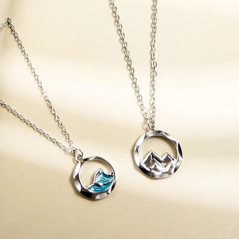 Ocean Mountain Necklaces Set for Couples