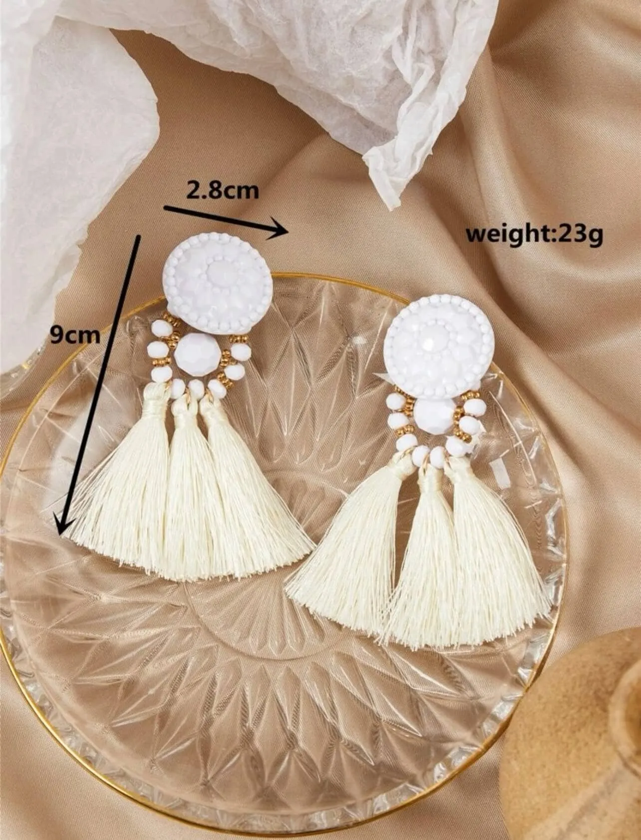 Off White Tassel Earrings